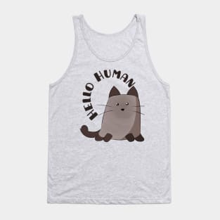 cute cat hello human vintage retro T-Shirt T-Shirt Tank Top